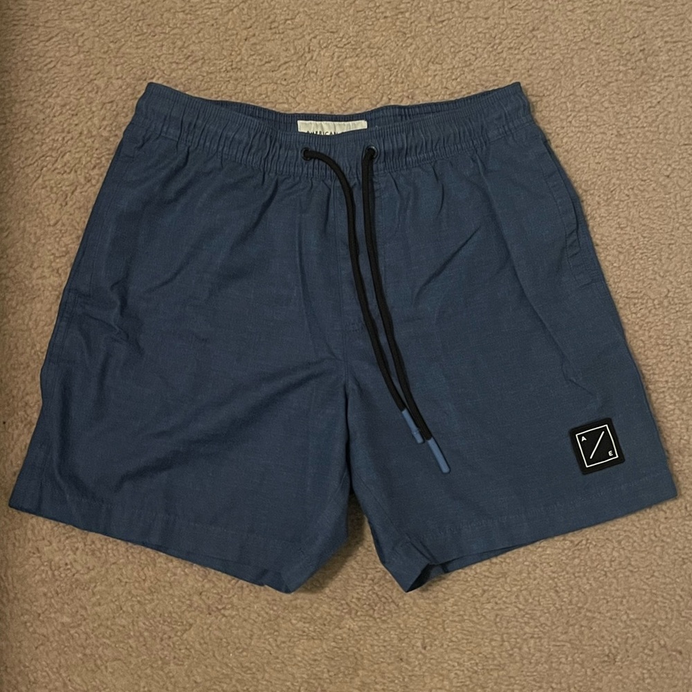 Used American Eagle Navy Swim Trunks - Size XS